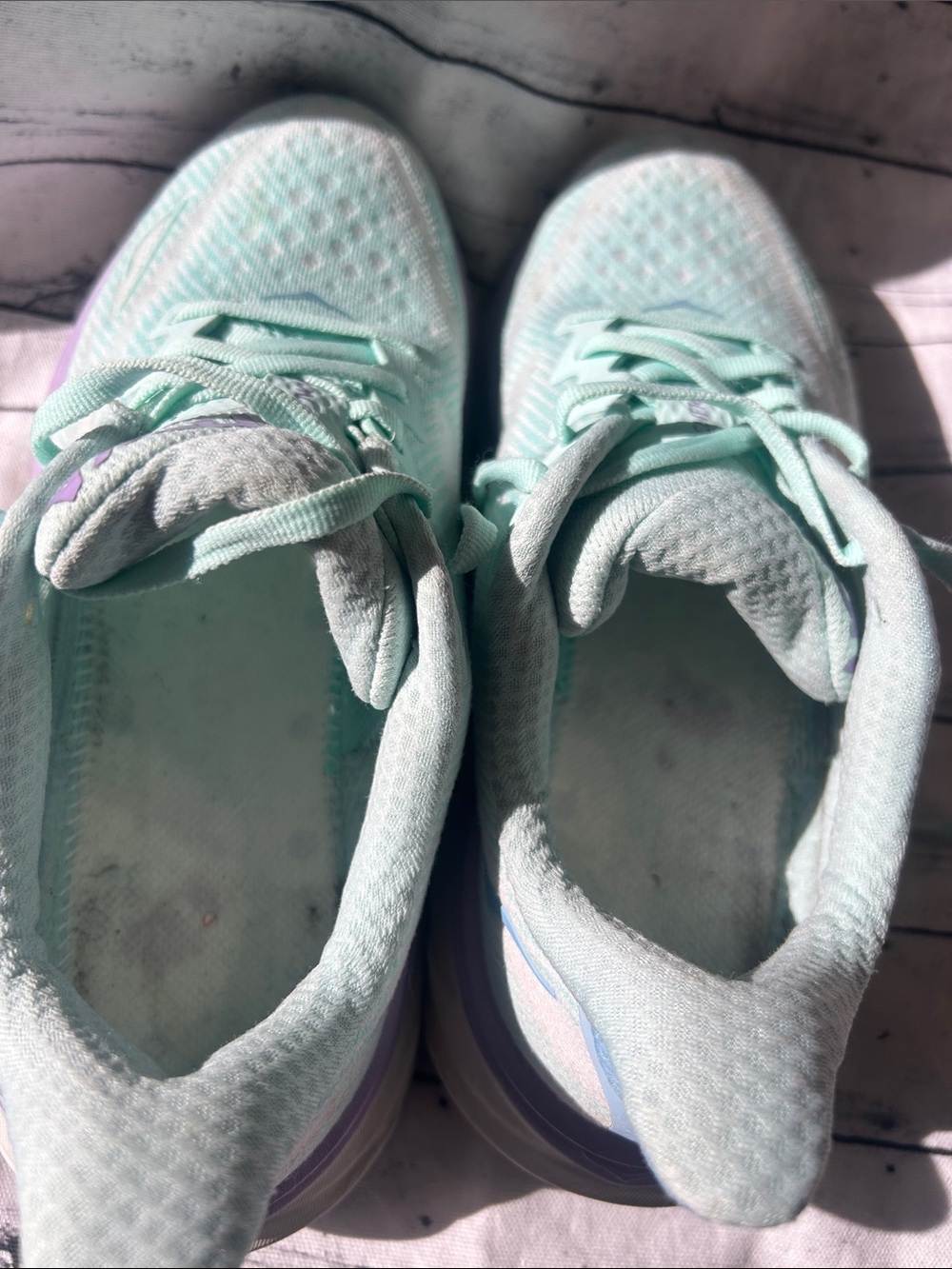 Hoka Women's Clifton Athletic Shoes in Mint and Lavender - Picture 4 of 8